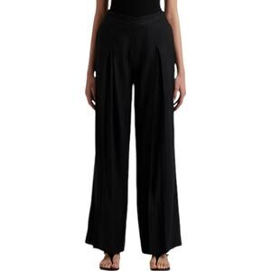 Ralph Lauren Pleated Linen Blend Twill Wide Leg Pant in Black 10
